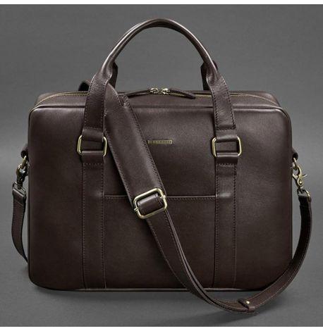 Шкіряна сумка для ноутбука та документів (темно-коричнева)