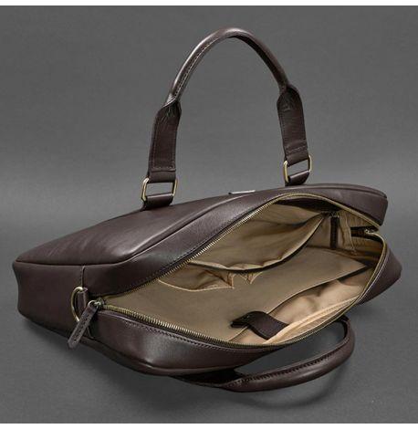 Шкіряна сумка для ноутбука та документів (темно-коричнева)