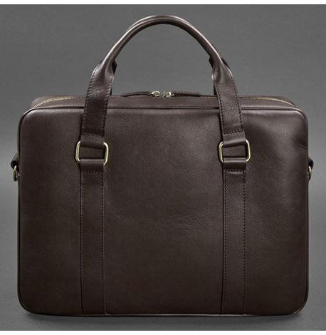 Шкіряна сумка для ноутбука та документів (темно-коричнева)