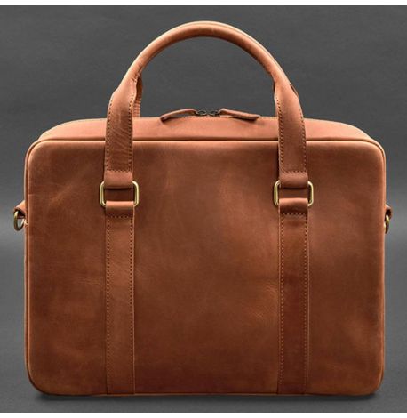 Шкіряна сумка для ноутбука та документів (світло-коричнева) шкіра Crazy Horse