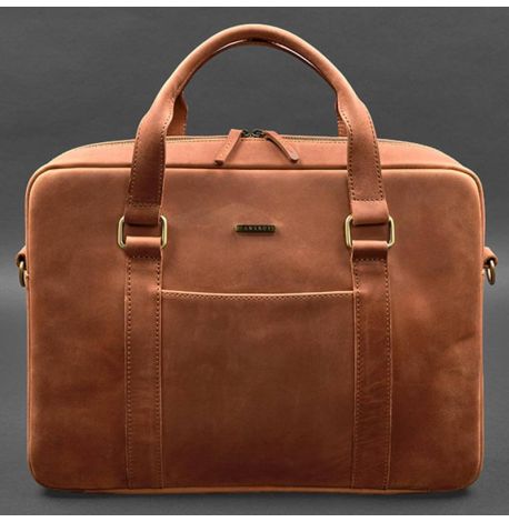 Шкіряна сумка для ноутбука та документів (світло-коричнева) шкіра Crazy Horse