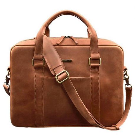 Шкіряна сумка для ноутбука та документів (світло-коричнева) шкіра Crazy Horse