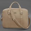 Кожаная сумка для ноутбука и документов (бежевая)