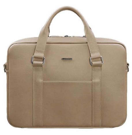 Кожаная сумка для ноутбука и документов (бежевая)