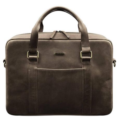 Кожаная сумка для ноутбука и документов (темно-коричневая) кожа Crazy Horse