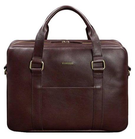 Кожаная сумка для ноутбука и документов (бордовая)