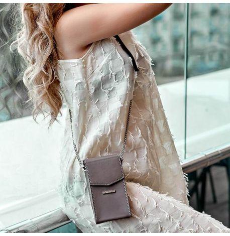 Жіноча вертикальна поясна-кроссбоді сумка Mini (темно-бежева)