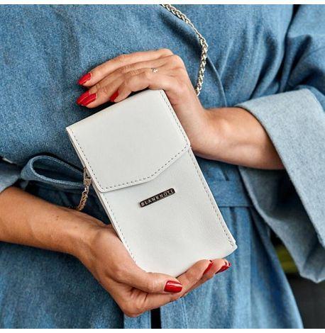 Женская вертикальная кожаная поясная-кроссбоди сумка Mini (белая)