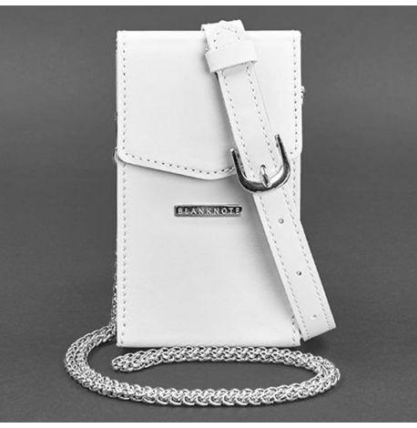 Женская вертикальная кожаная поясная-кроссбоди сумка Mini (белая)