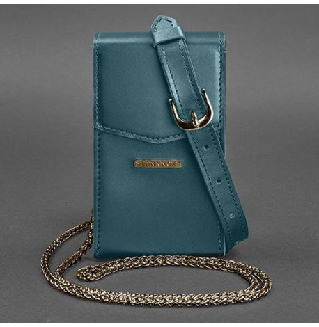 Женская вертикальная кожаная поясная-кроссбоди сумка Mini (зеленая)