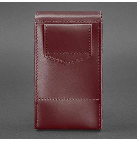 Женская вертикальная кожаная поясная-кроссбоди сумка Mini (бордовая)