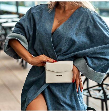 Жіноча шкіряна поясна-кроссбоді сумка Mini (біла)