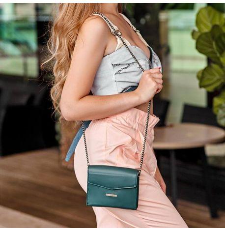 Женская кожаная поясная-кроссбоди сумка Mini (зеленая)