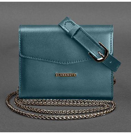 Женская кожаная поясная-кроссбоди сумка Mini (зеленая)