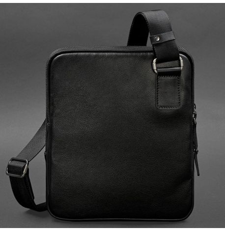 Мужская кожаная сумка-мессенджер (черная)