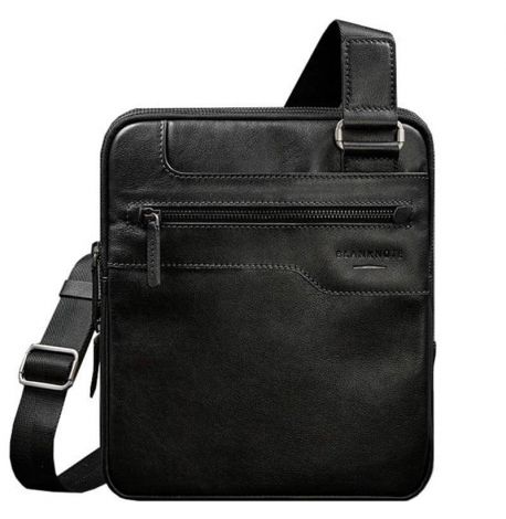 Мужская кожаная сумка-мессенджер (черная)