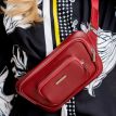 Шкіряна поясна сумка-бананка «Трапеція» (червона)