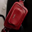 Шкіряна поясна сумка-бананка «Трапеція» (червона)