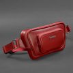 Шкіряна поясна сумка-бананка «Трапеція» (червона)