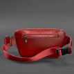 Шкіряна поясна сумка-бананка «Трапеція» (червона)