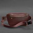 Шкіряна поясна сумка-бананка «Трапеція» (бордова)