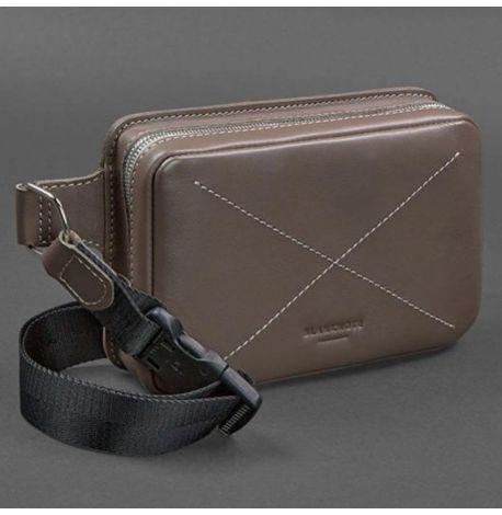 Поясна сумка-бананка Dropbag шкіряна (темно-бежева) шкіра Krast