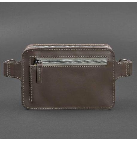 Поясна сумка-бананка Dropbag шкіряна (темно-бежева) шкіра Krast