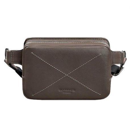 Поясна сумка-бананка Dropbag шкіряна (темно-бежева) шкіра Krast