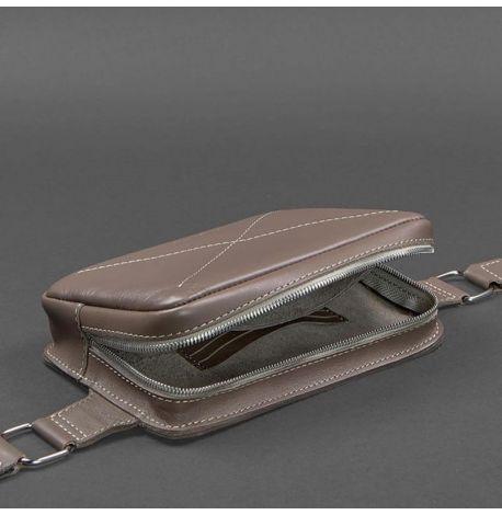 Поясна сумка-бананка Dropbag шкіряна (темно-бежева) шкіра Krast