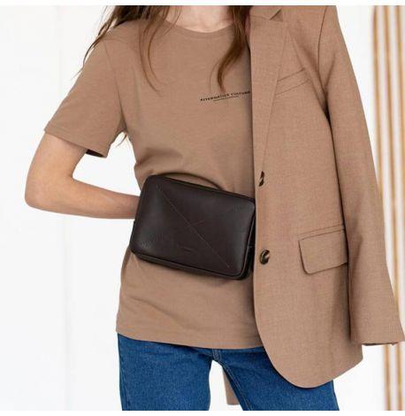 Поясна сумка-бананка Dropbag шкіряна (темно-коричнева) шкіра Krast