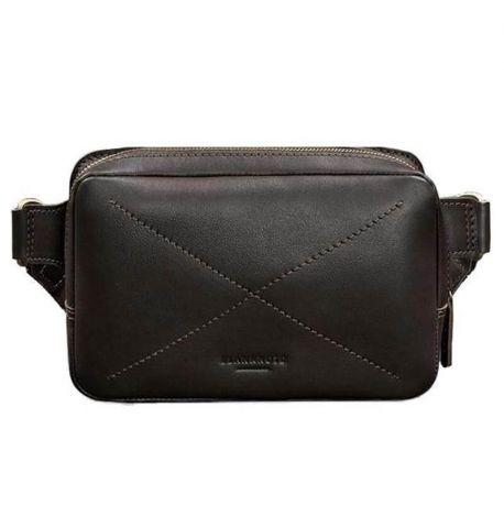 Поясна сумка-бананка Dropbag шкіряна (темно-коричнева) шкіра Krast