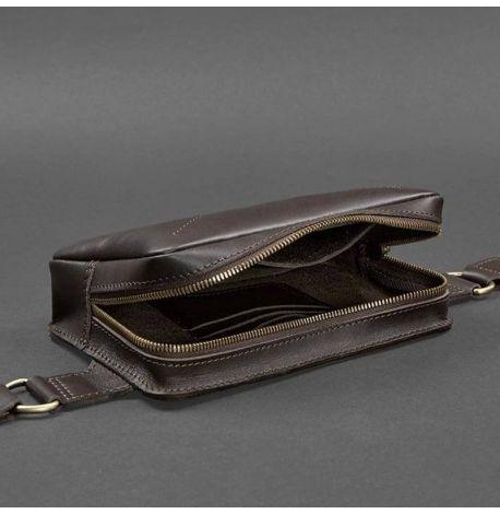 Поясна сумка-бананка Dropbag шкіряна (темно-коричнева) шкіра Krast