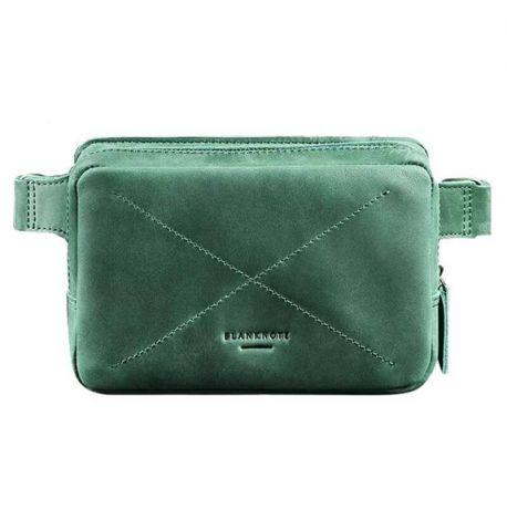 Поясна сумка-бананка Dropbag шкіряна (зелена)