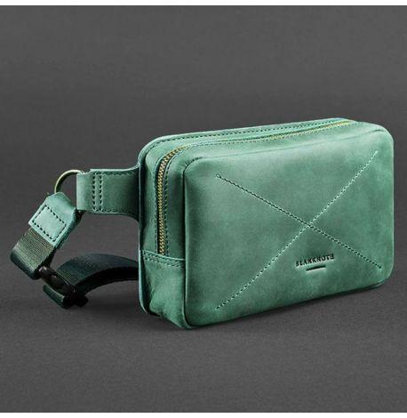 Поясна сумка-бананка Dropbag шкіряна (зелена)