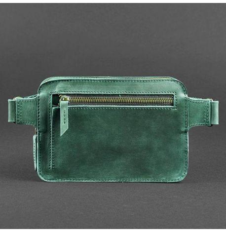 Поясна сумка-бананка Dropbag шкіряна (зелена)