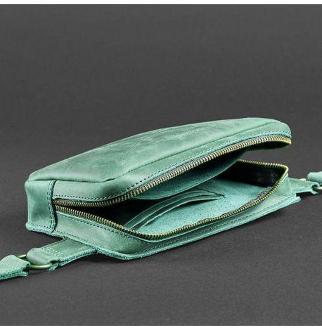 Поясна сумка-бананка Dropbag шкіряна (зелена)