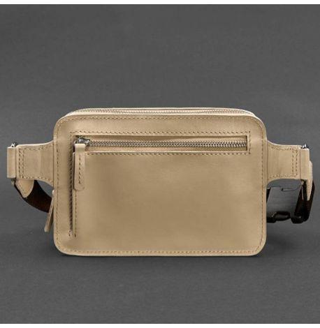 Поясна сумка-бананка Dropbag шкіряна (бежева)