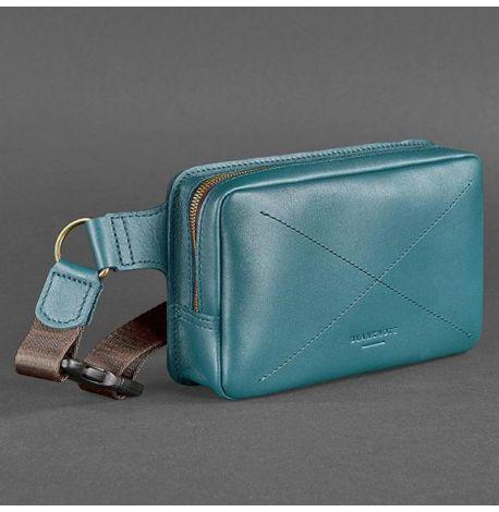 Поясна сумка-бананка Dropbag шкіряна жіноча (зелена)