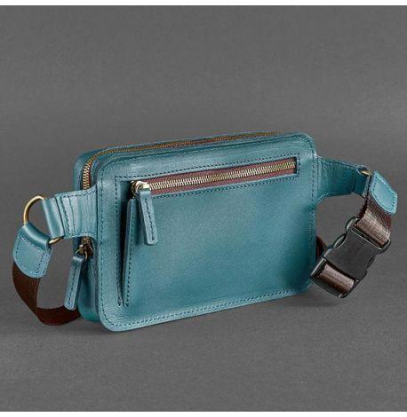 Поясна сумка-бананка Dropbag шкіряна жіноча (зелена)