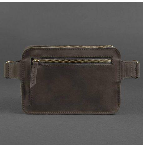 Поясна сумка-бананка Dropbag шкіряна (темно-коричнева)