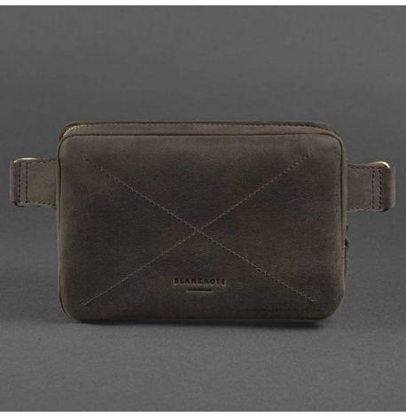 Поясна сумка-бананка Dropbag шкіряна (темно-коричнева)