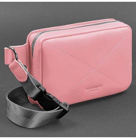 Поясна сумка-бананка Dropbag шкіряна (рожева)