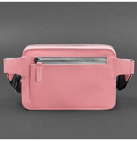 Поясна сумка-бананка Dropbag шкіряна (рожева)