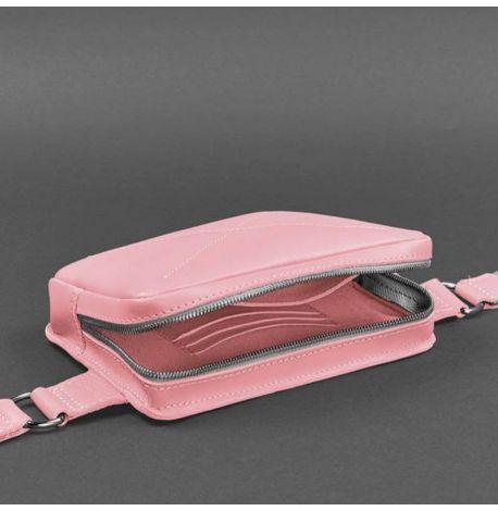 Поясна сумка-бананка Dropbag шкіряна (рожева)