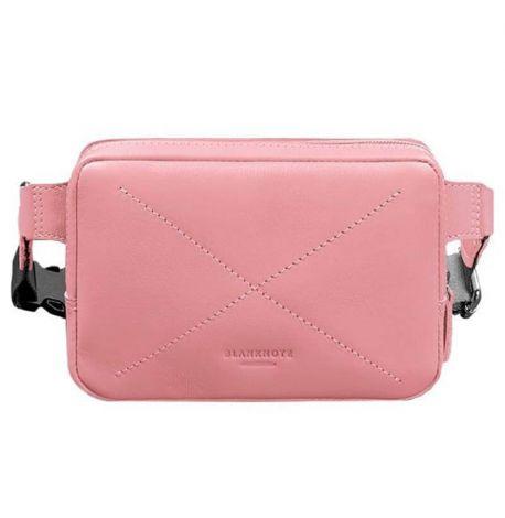 Поясна сумка-бананка Dropbag шкіряна (рожева)
