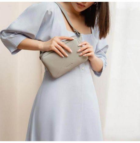 Поясна сумка-бананка Dropbag шкіряна (сіра)