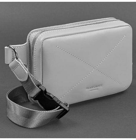 Поясна сумка-бананка Dropbag шкіряна (сіра)