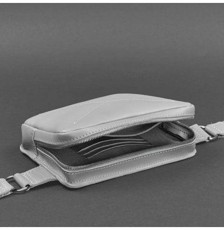 Поясна сумка-бананка Dropbag шкіряна (сіра)