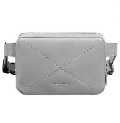 Поясна сумка-бананка Dropbag шкіряна (сіра)