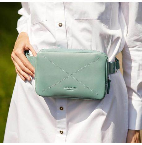 Поясна сумка-бананка Dropbag шкіряна (бірюзова)